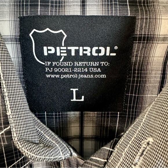 Men’s black and white petrol brand western pearl snap button down shirt size Lg - Picture 3 of 7